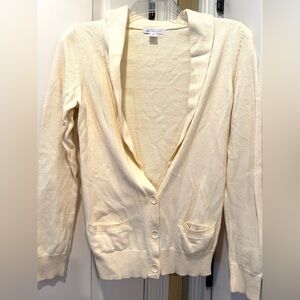 GAP Cream Button-Up V-Neck Cardigan